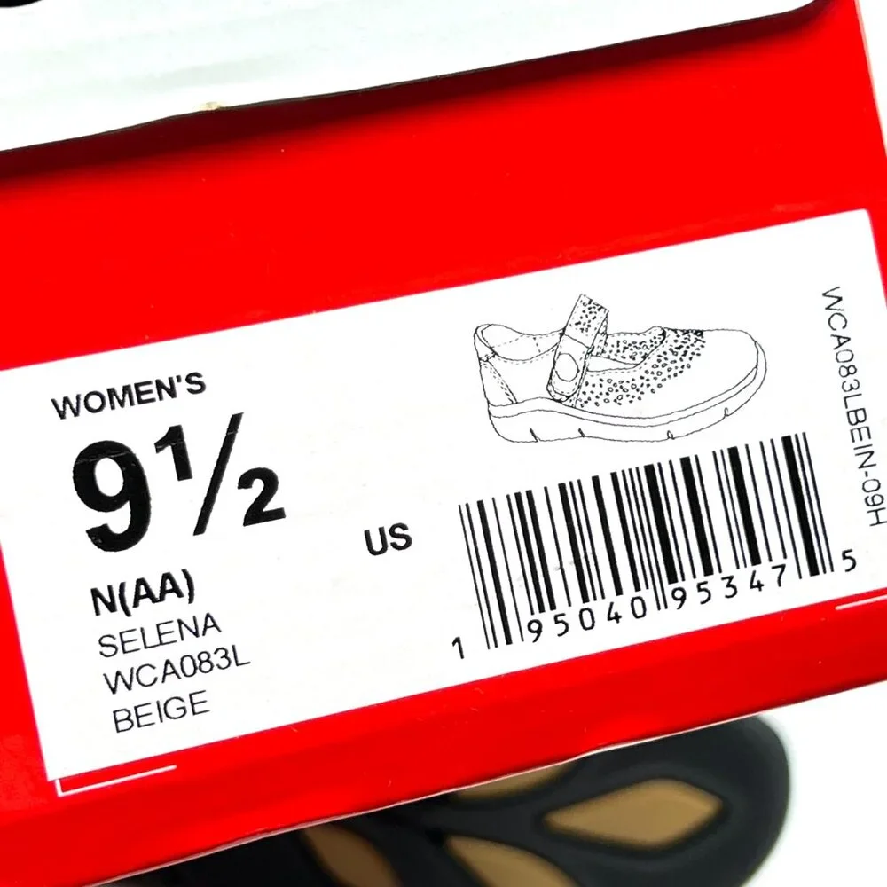 9.5N 9.5 NARROW WIDTH‎ Propet Selena Brown Leather Mary Jane Comfort Flats Shoes
